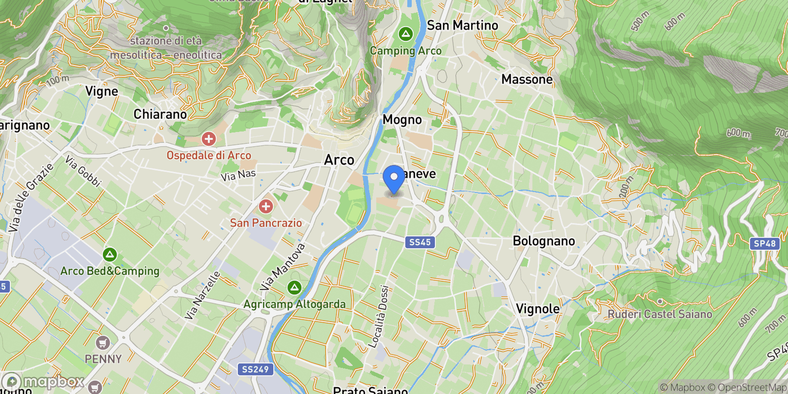 Map showing Via Paolo Leonardi, Arco, Trentino-South Tyrol, Italy.