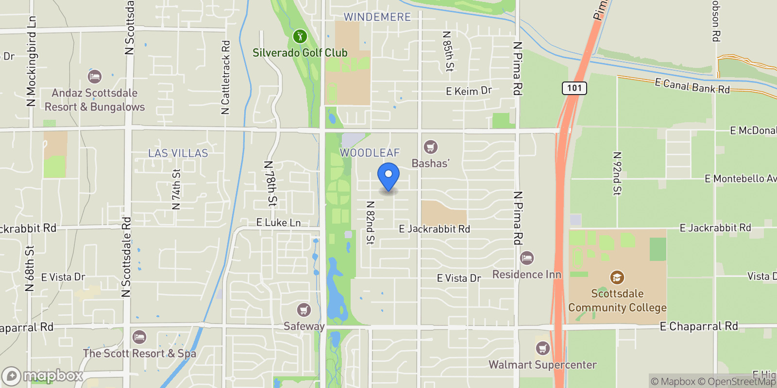 Map showing 8532 E SAN MIGUEL Avenue, Scottsdale, AZ 85250, Scottsdale, Arizona, United States.