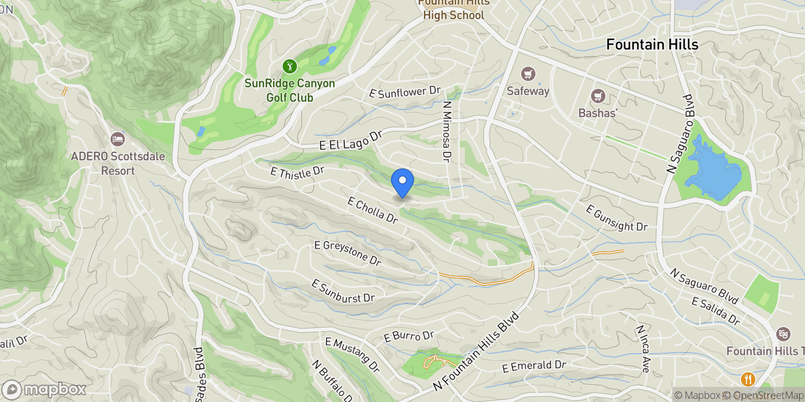 Map showing 15831 E THISTLE Drive, Fountain Hills, AZ 85268, Fountain Hills, Arizona, United States.