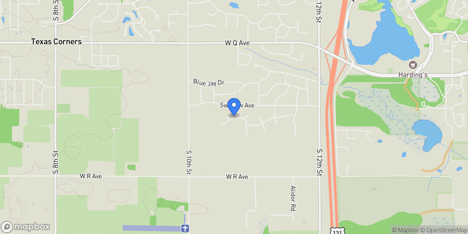 Map showing 5650 Blue Spruce Lane, Kalamazoo, MI 49009, Kalamazoo, Michigan, United States.