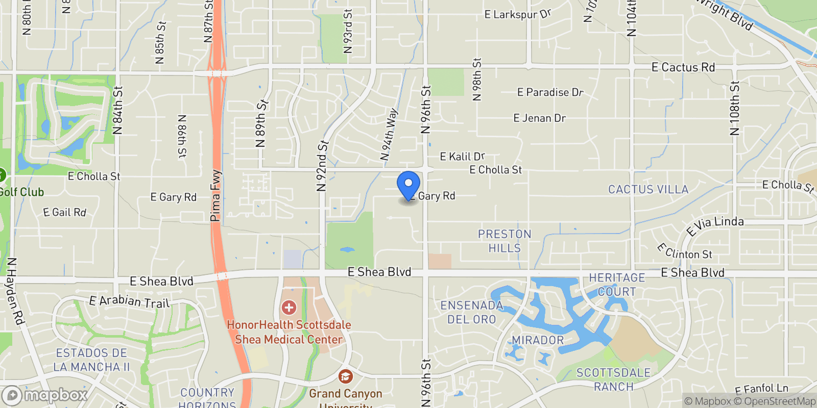 Map showing 9511 E GARY Road, Scottsdale, AZ 85260, Scottsdale, Arizona, United States.