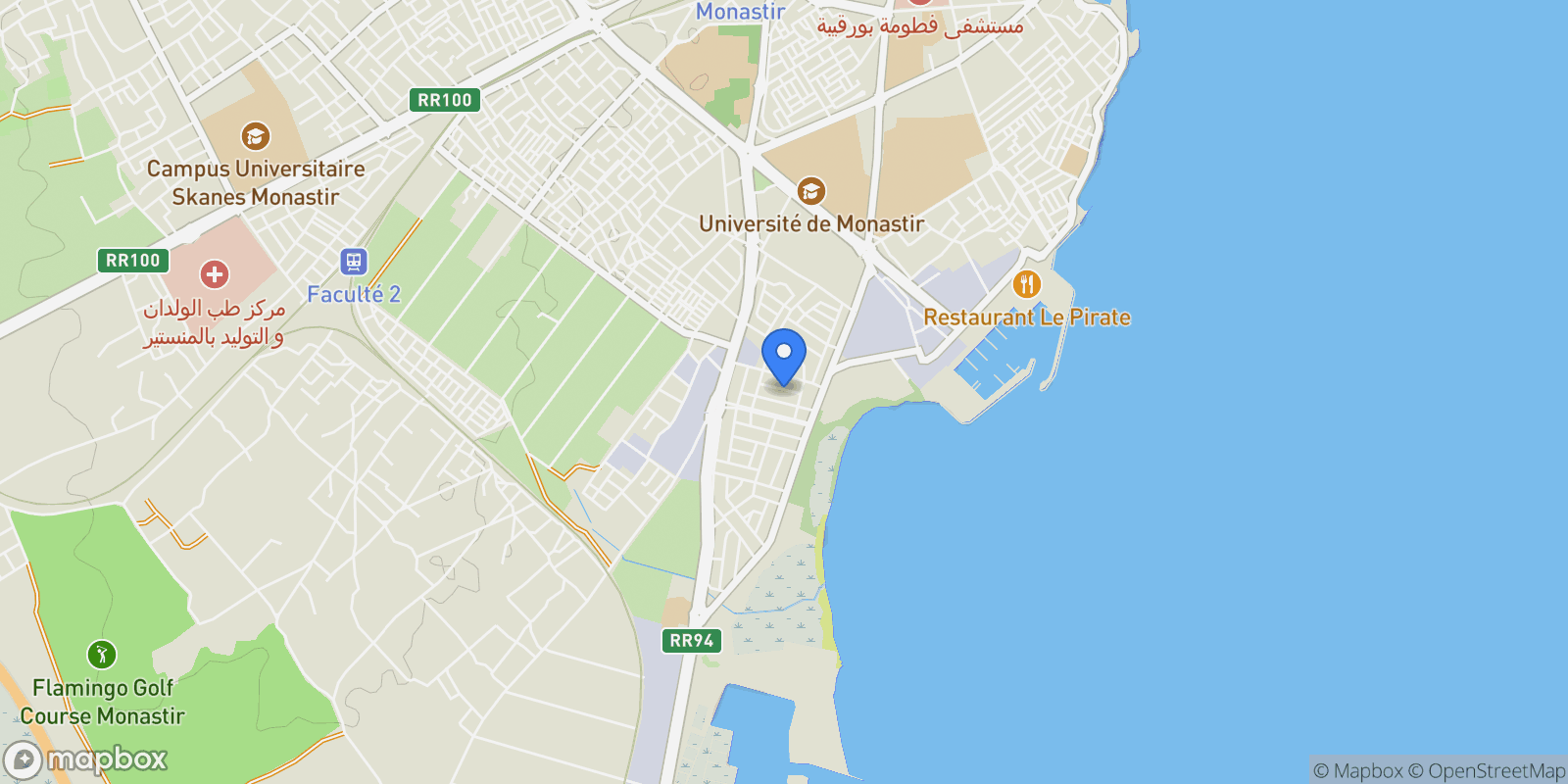 Map showing Monastir, Monastir, Tunisia.