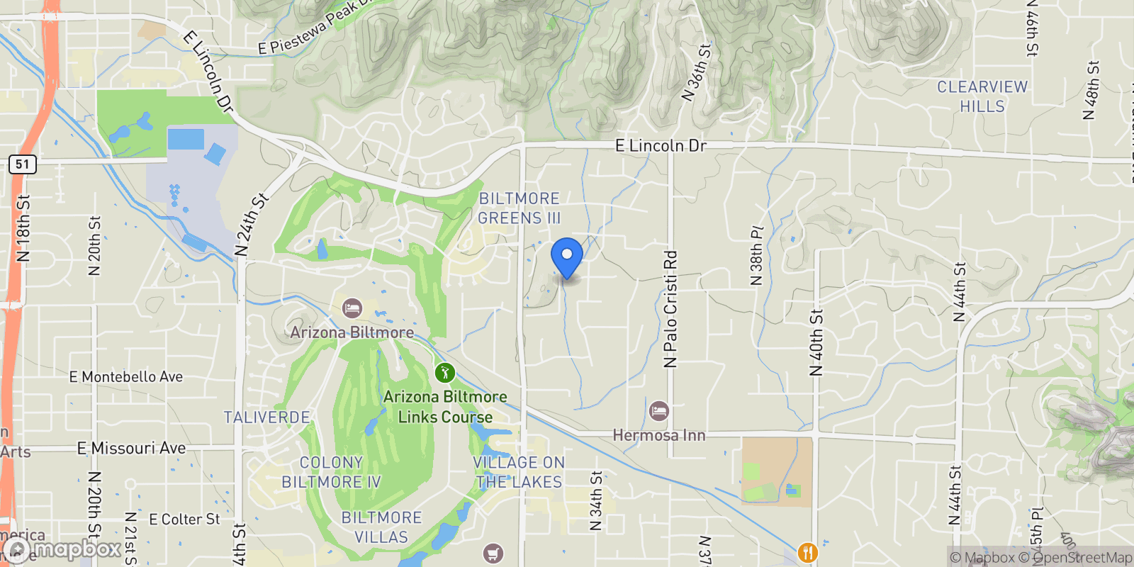 Map showing 3301 E ROVEY Avenue, Paradise Valley, AZ 85253, Paradise Valley, Arizona, United States.