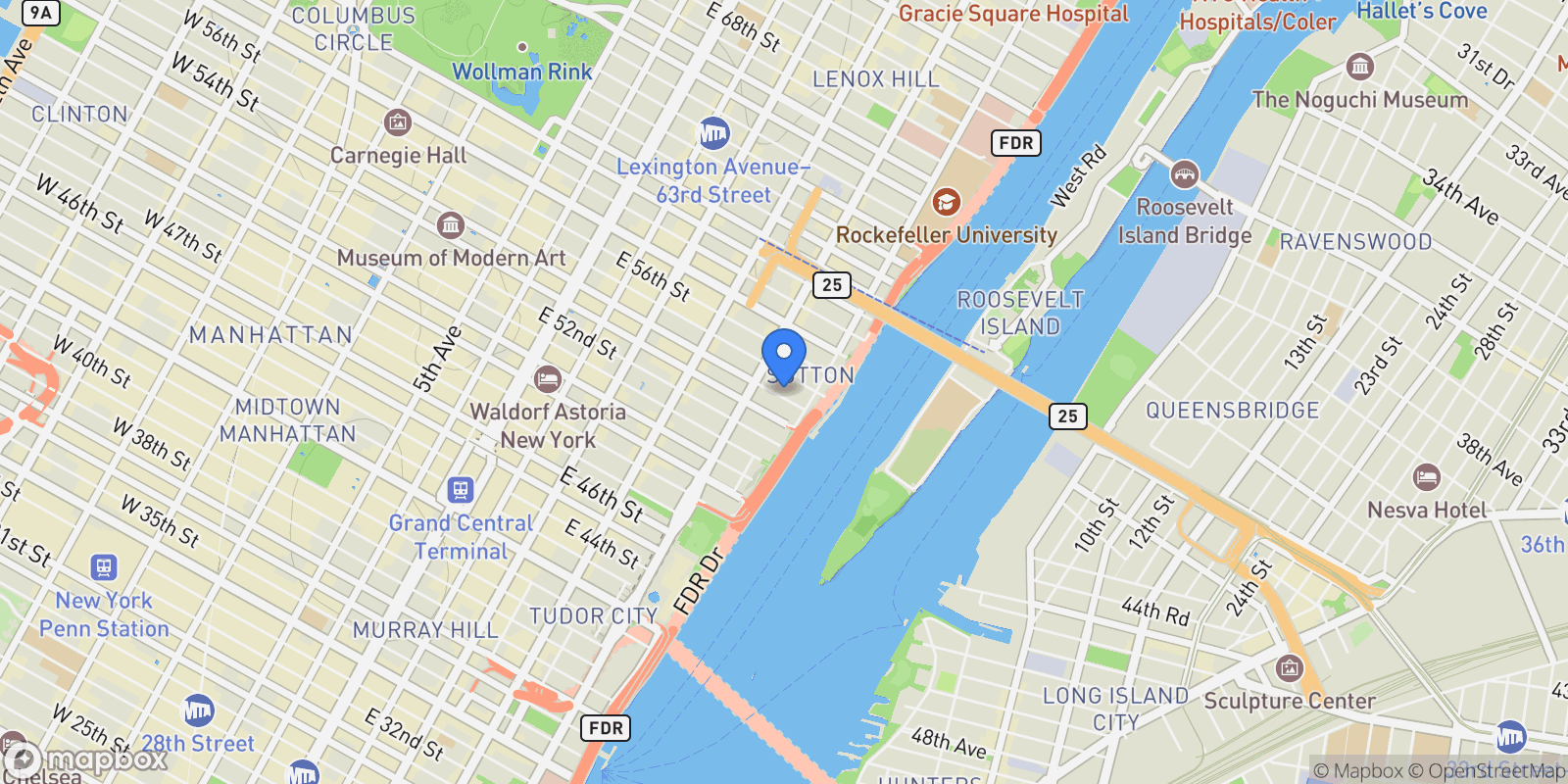 Map showing ST. JAMES TOWER, 415 E 54TH ST, New York, New York, United States.