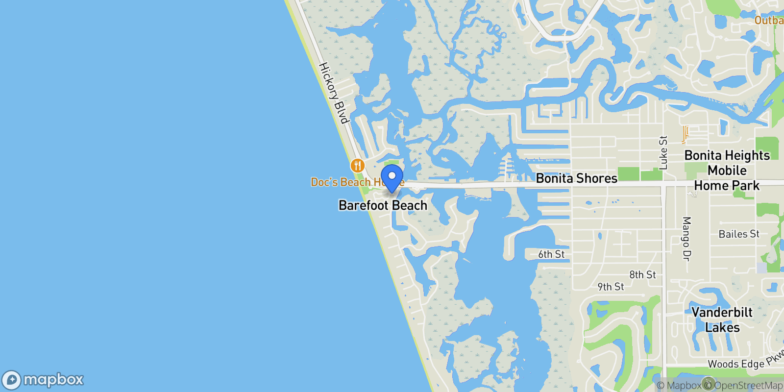 Map showing 175 Barefoot Circle, Bonita Springs, Florida, United States.
