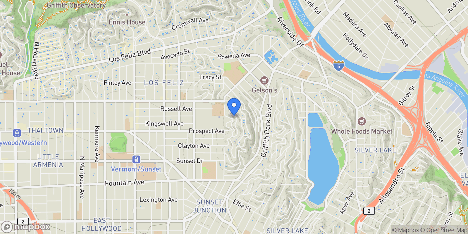 Map showing 1923 Hollyvista, Los Angeles, CA 90027, Los Angeles, California, United States.