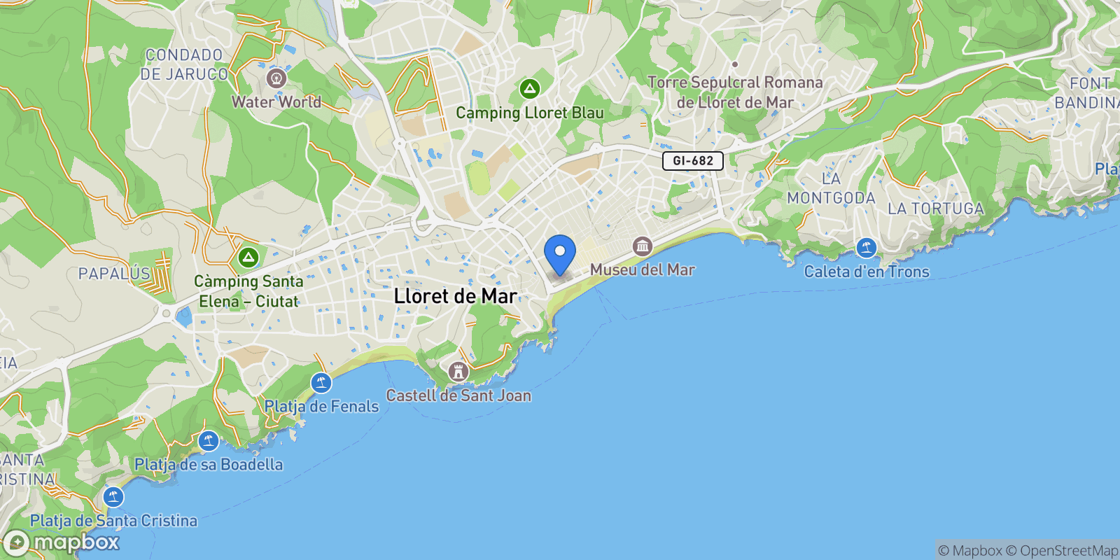Map showing Rambla Roma Barnés, Lloret de Mar, Girona, Lloret de Mar, Lloret de Mar, Catalonia, Spain.