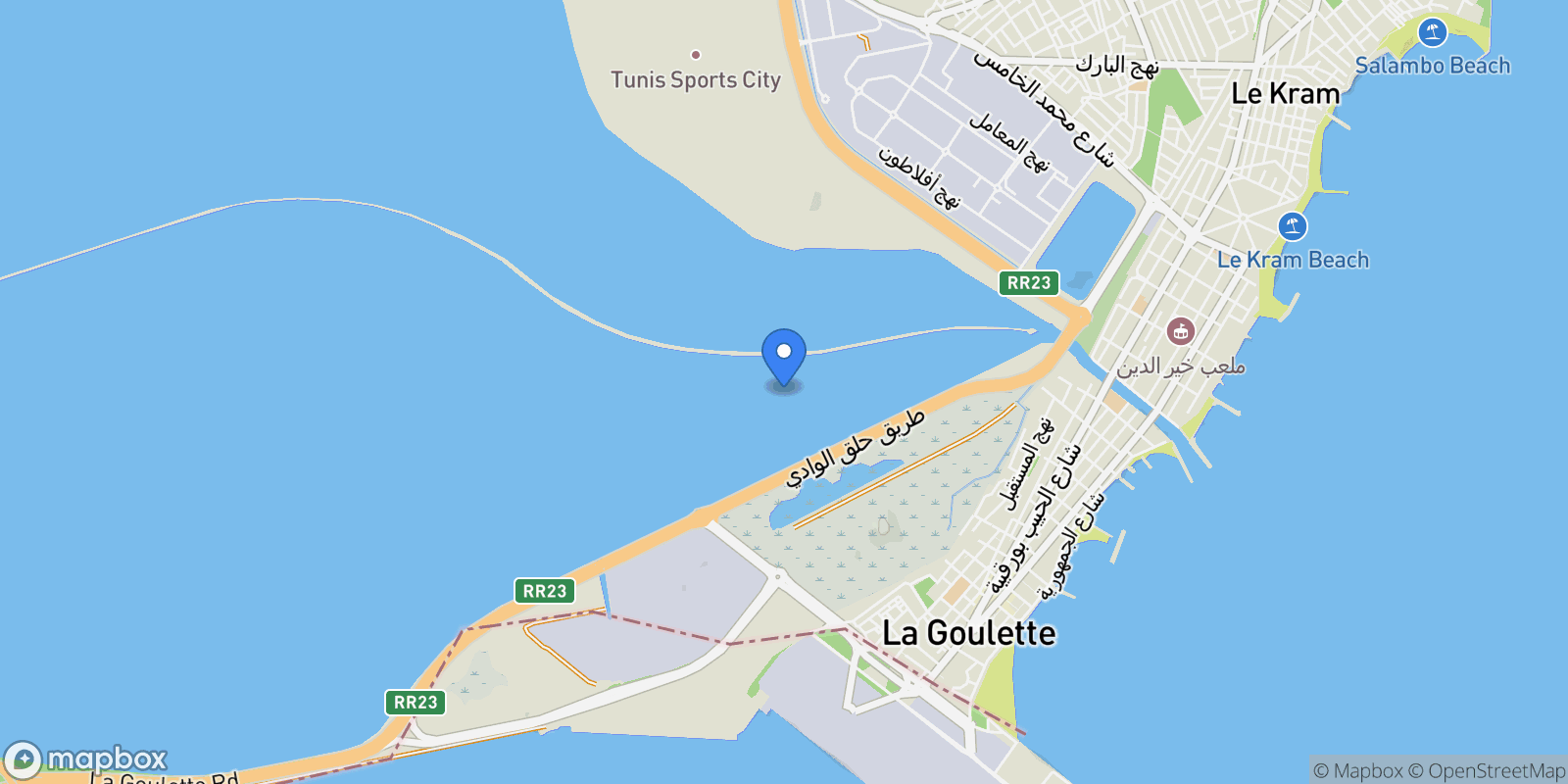 Map showing La Goulette, Tunis, Tunisia.