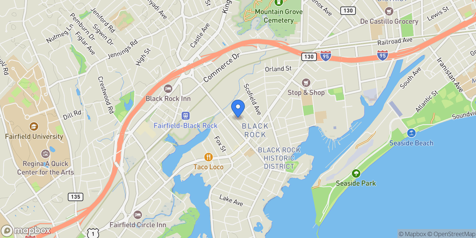 Map showing 166 Alfred Street, Bridgeport, Connecticut, United States.