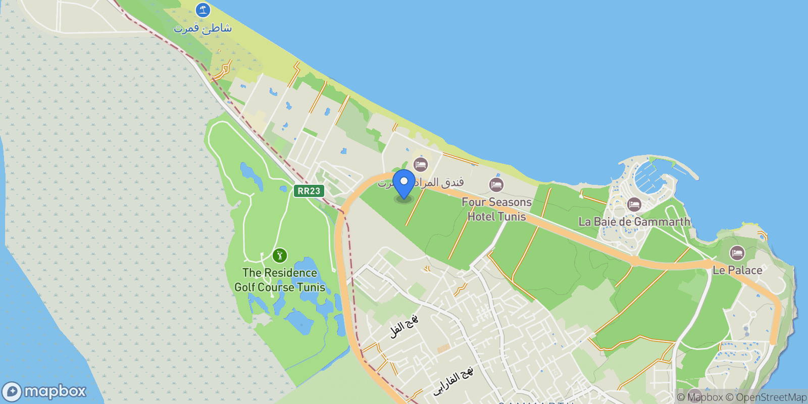 Map showing Gammarth, Tunis, Tunisia.