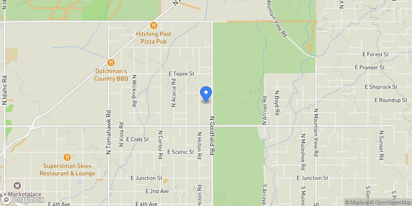 Map showing 1126 N GOLDFIELD Road, Apache Junction, AZ 85119, Apache Junction, Arizona, United States.