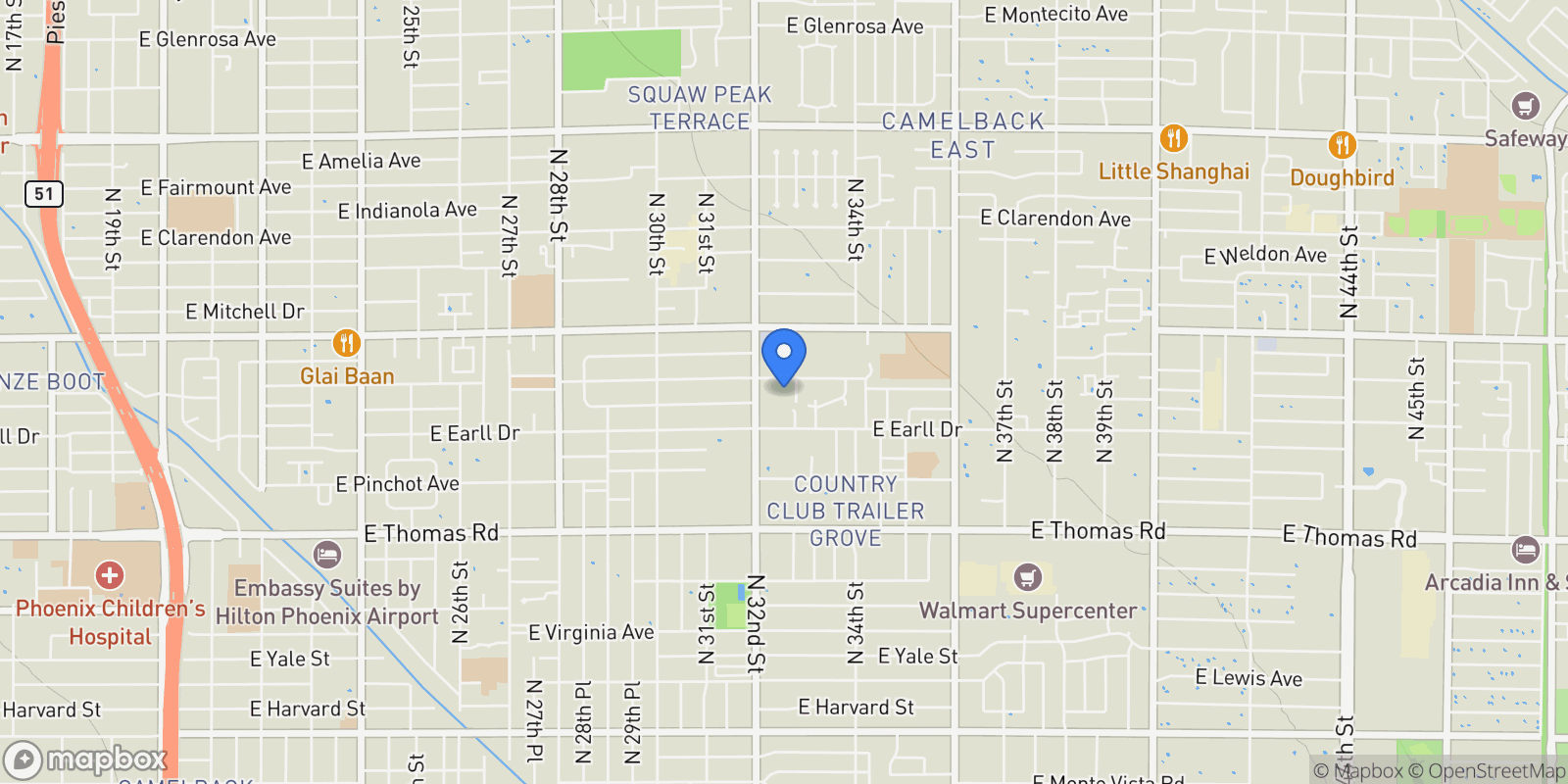Map showing 3217 E FLOWER Street, Phoenix, AZ 85018, Phoenix, Arizona, United States.