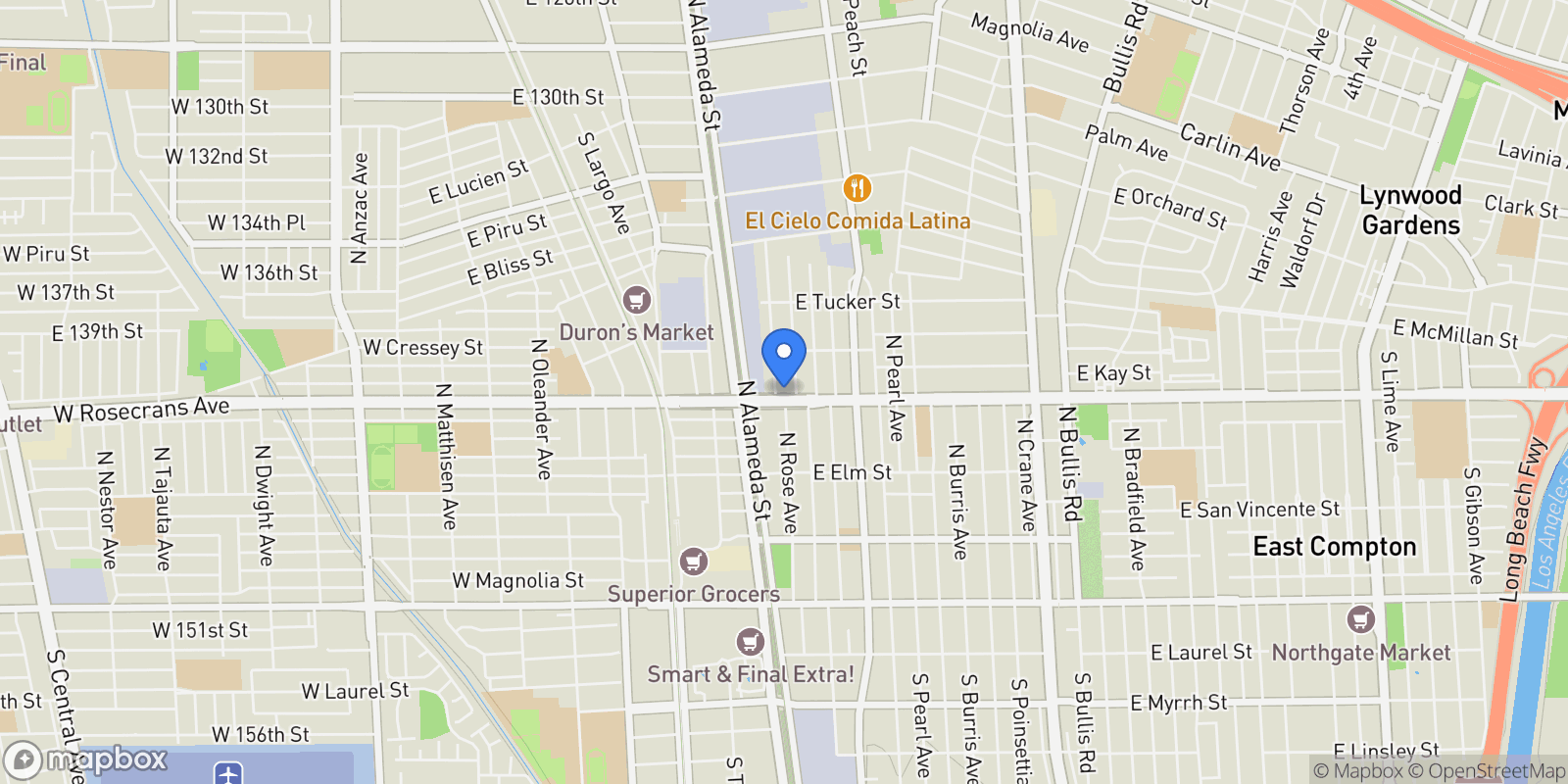 Map showing 411 E Rosecrans Avenue, Compton, CA 90221, Compton, California, United States.