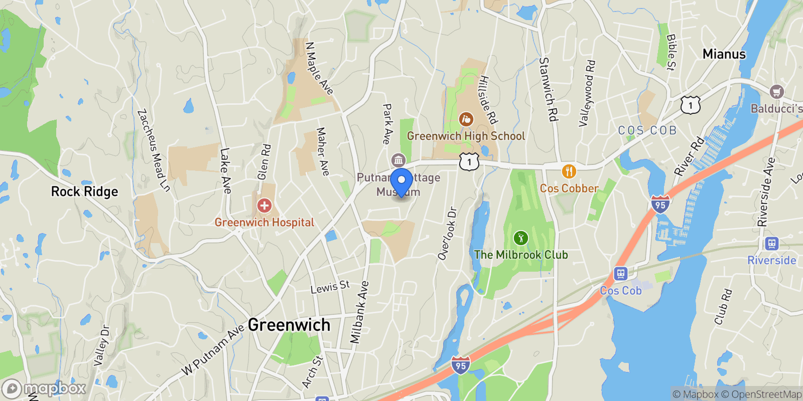 Map showing 4 Putnam Hill #2B, Greenwich, Connecticut, United States.