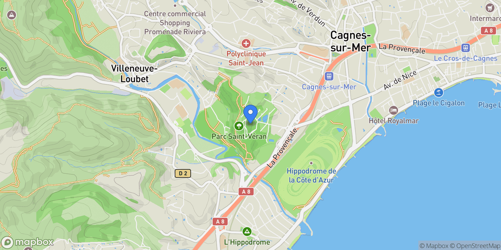 Map showing Cagnes-sur-Mer, Provence-Alpes-Côte d'Azur, France.