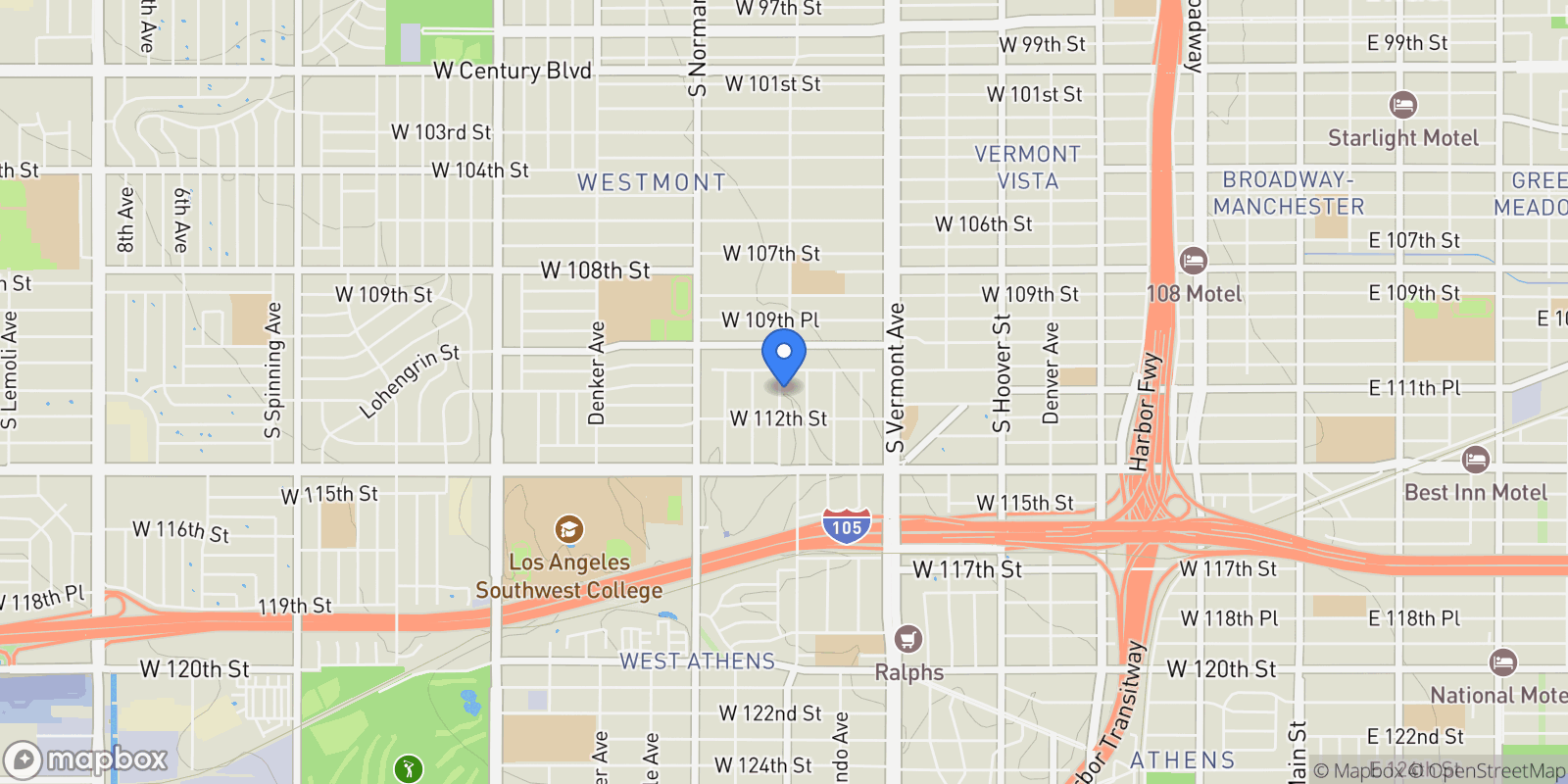Map showing 11126 Van Buren Ave, Los Angeles, CA 90044, Los Angeles, California, United States.