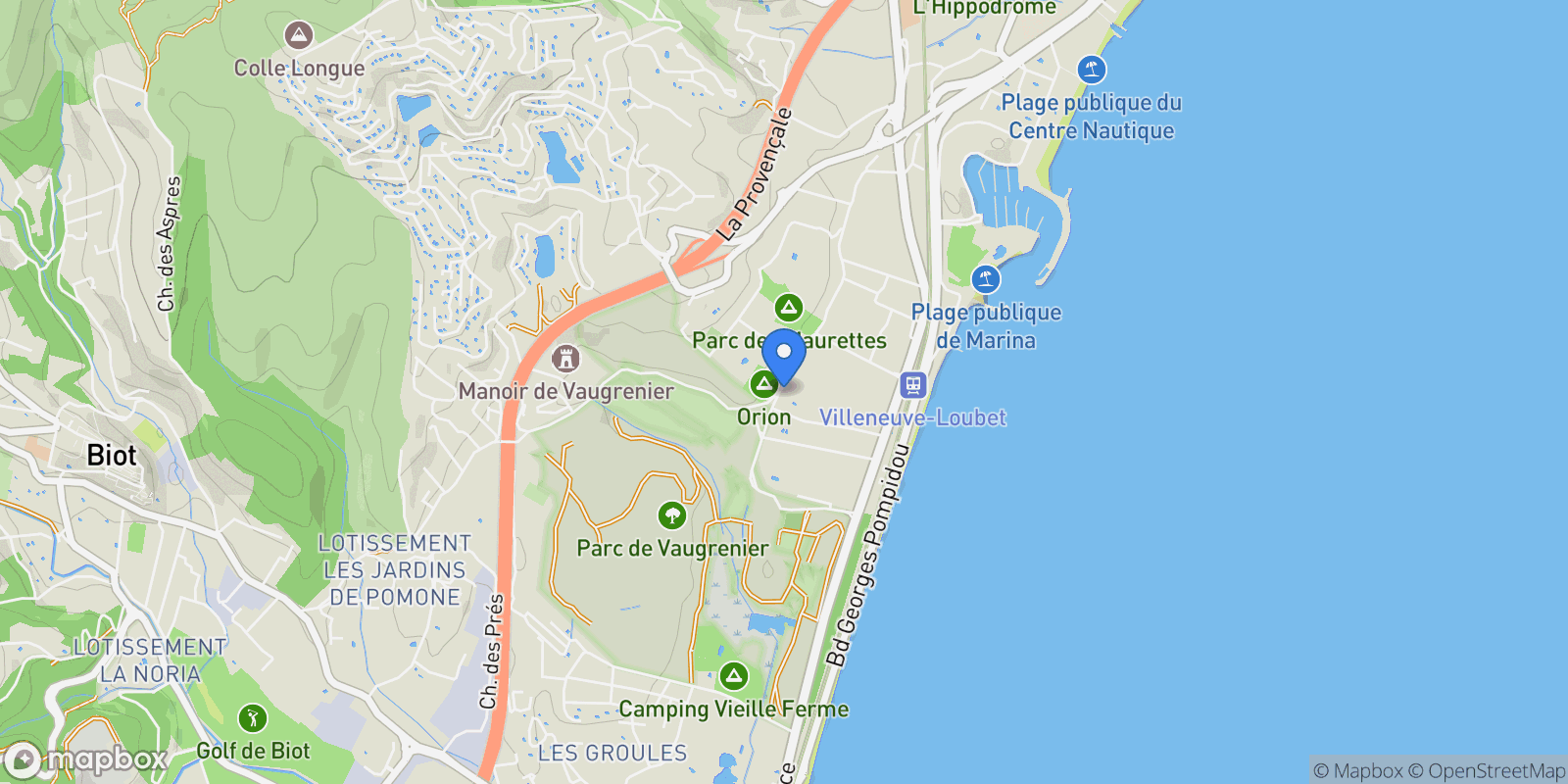 Map showing Villeneuve-Loubet, Provence-Alpes-Côte d'Azur, France.