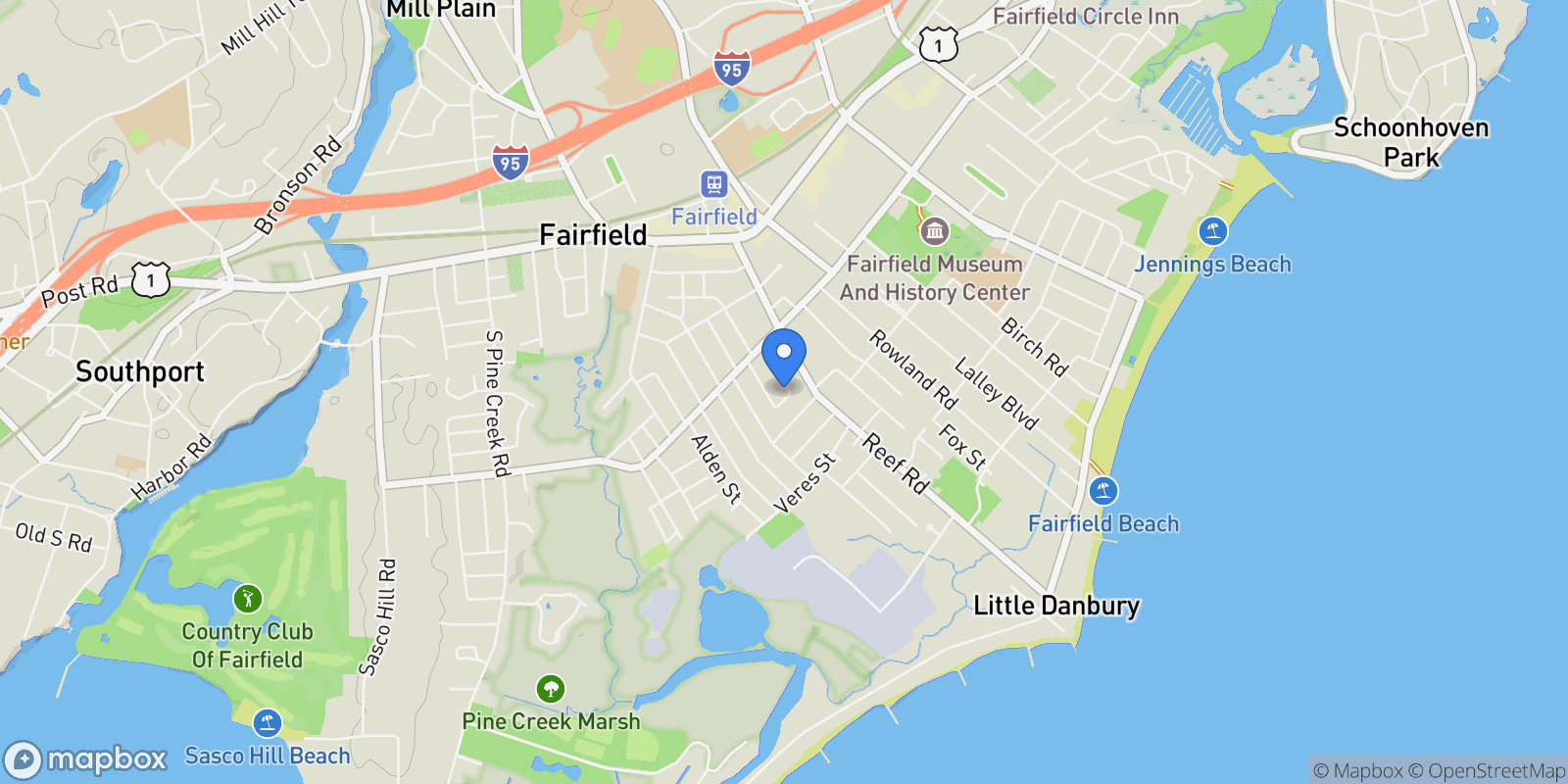 Map showing 196 Catherine Terrace, Fairfield, Connecticut, United States.