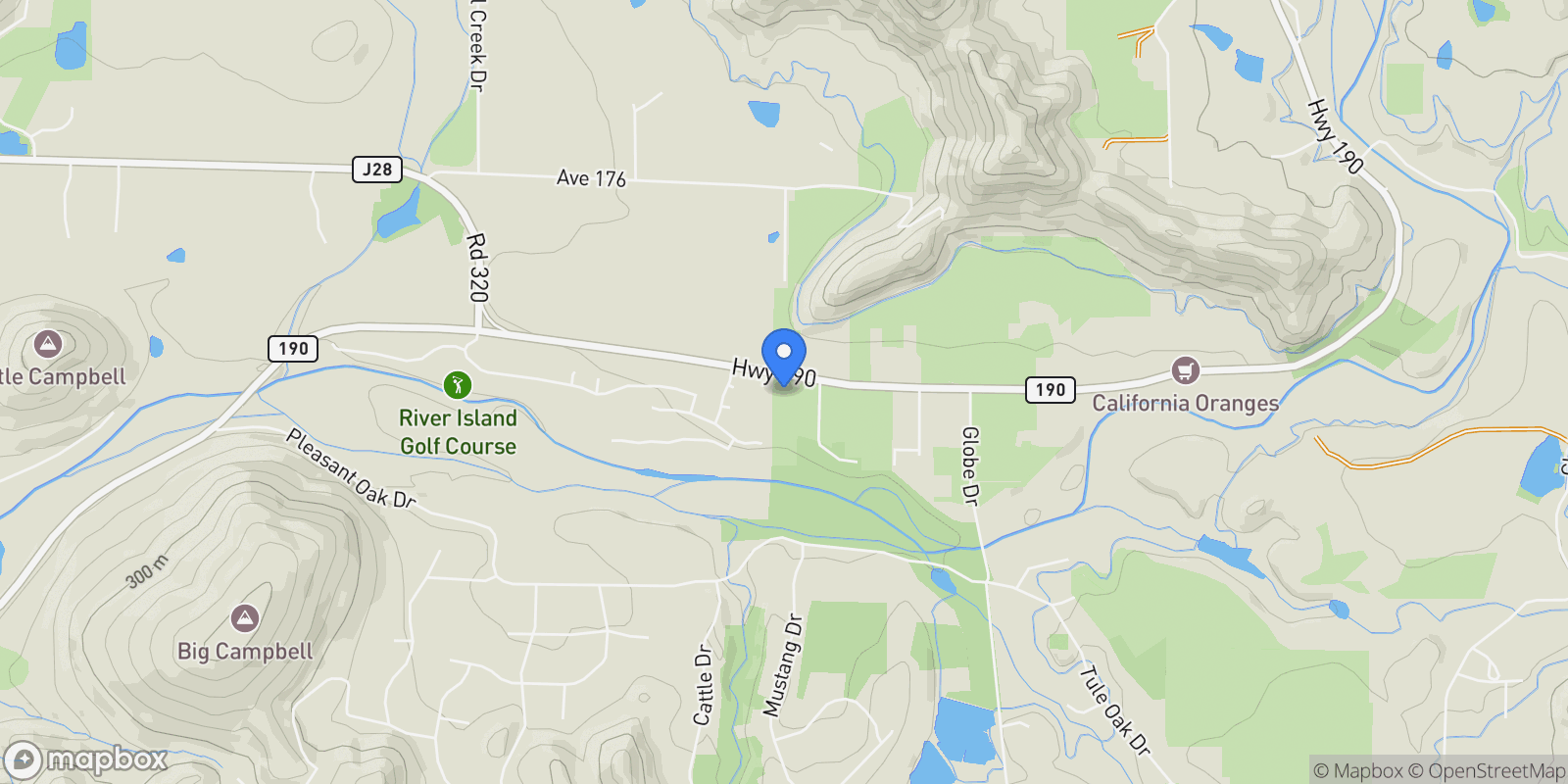 Map showing 32623 Highway 190, Springville, CA 93265, Springville, California, United States.