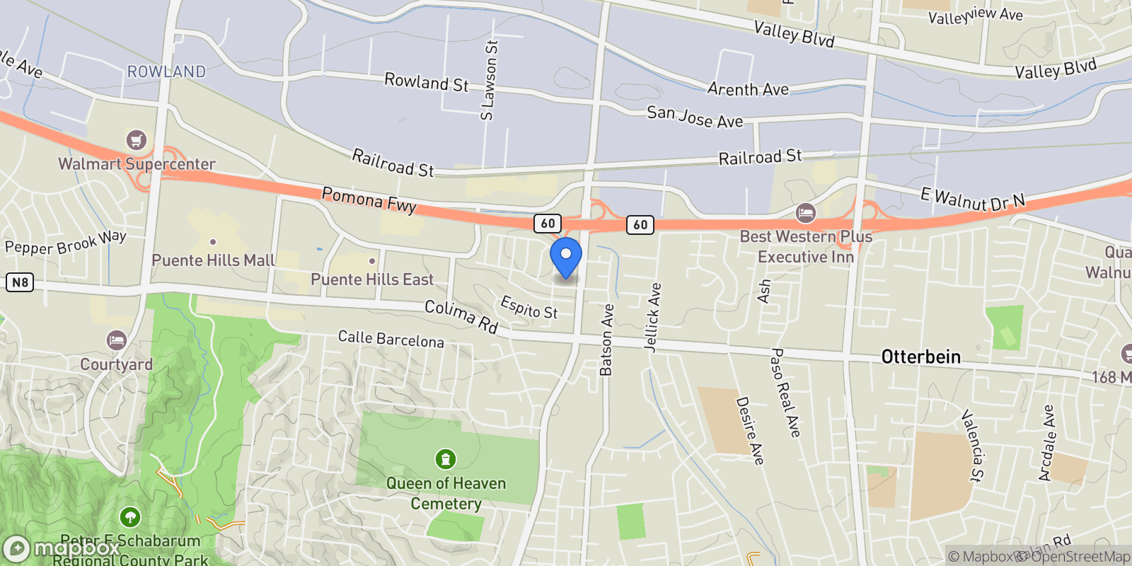 Map showing 18221 Los Palacios Drive, Rowland Heights, CA 91748, Rowland Heights, California, United States.