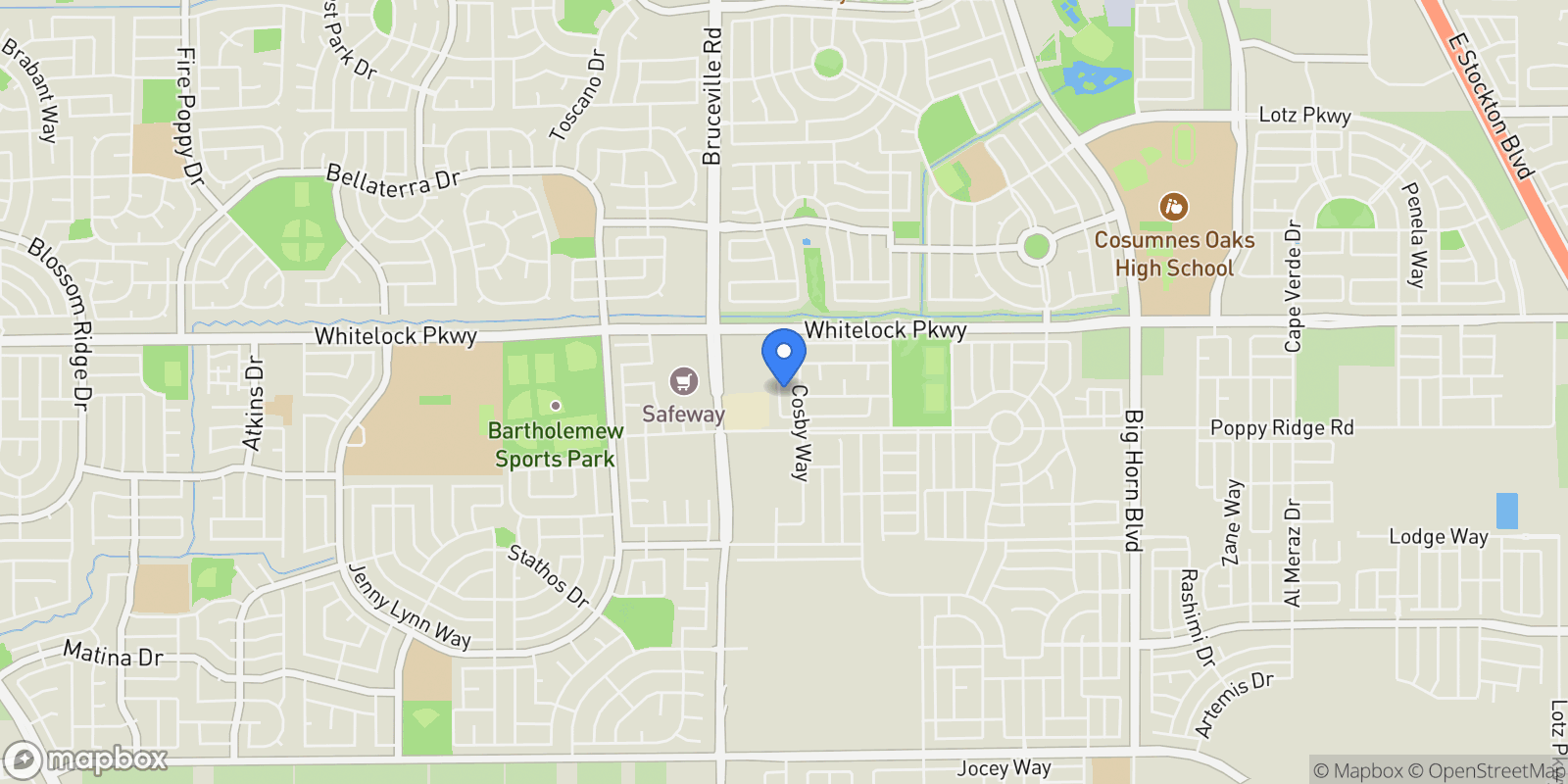 Map showing 7548 Chappelle Way, Elk Grove, California, United States.