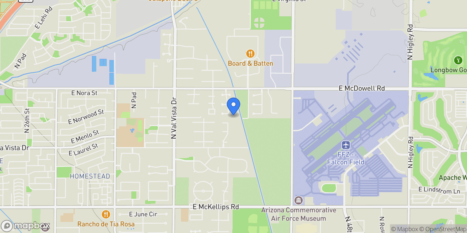 Map showing 3949 E NORCROFT Circle, Mesa, AZ 85215, Mesa, Arizona, United States.