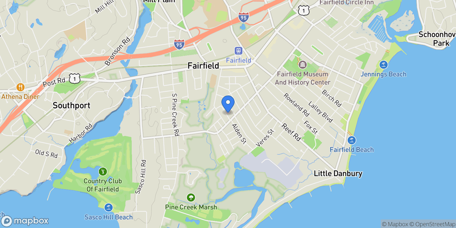 Map showing 127 Paul Place, Fairfield, Connecticut, United States.
