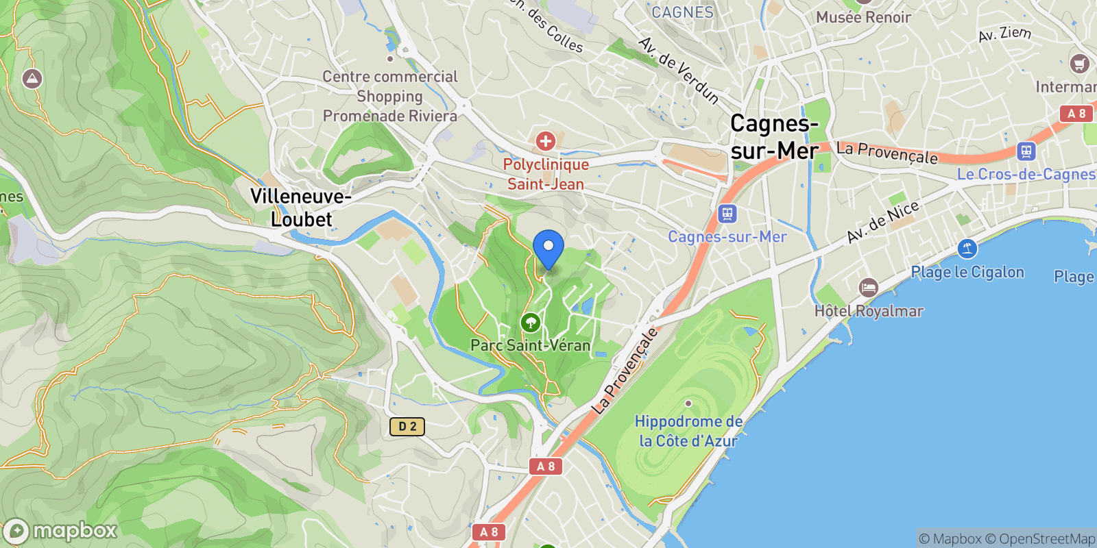 Map showing Cagnes-sur-Mer, Provence-Alpes-Côte d'Azur, France.