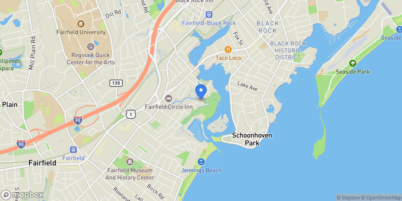Map showing 361 Riverside Drive, Fairfield, Connecticut, United States.