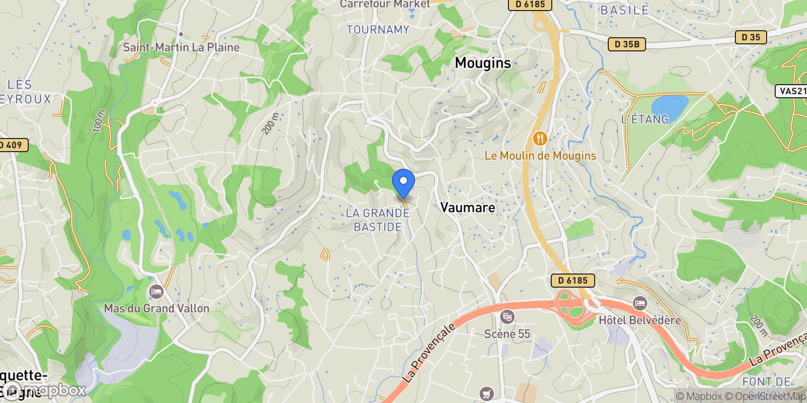 Map showing Mougins, Provence-Alpes-Côte d'Azur, France.