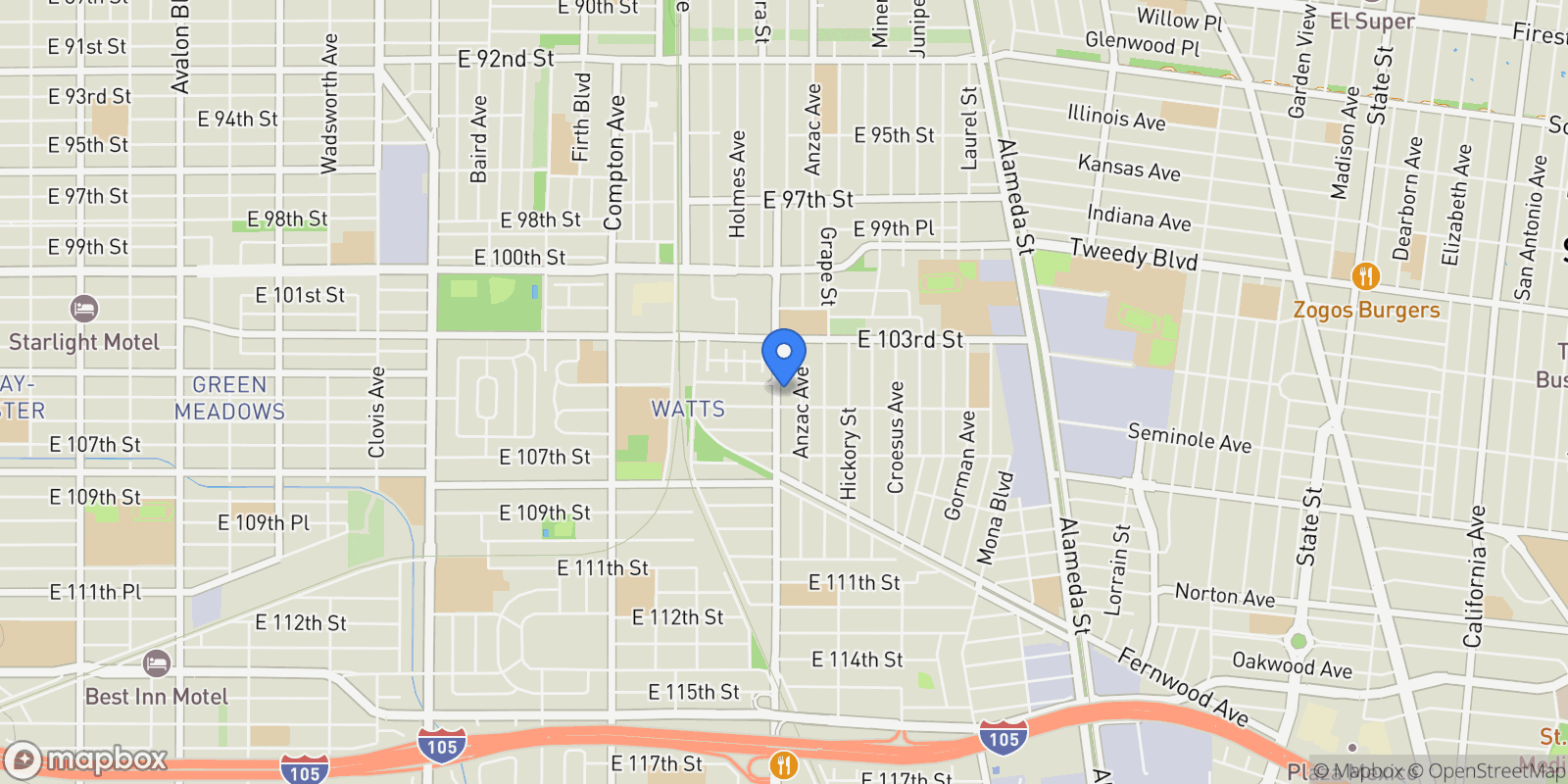 Map showing 10408 Wilmington, Los Angeles, CA 90002, Los Angeles, California, United States.