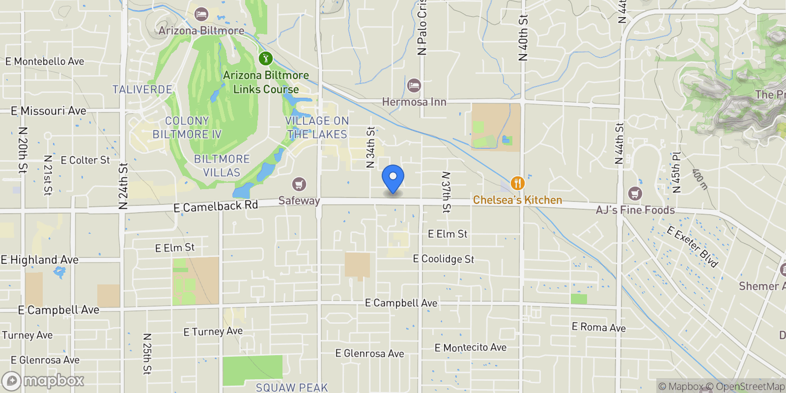 Map showing 3444 E CAMELBACK Road, Phoenix, AZ 85018, Phoenix, Arizona, United States.