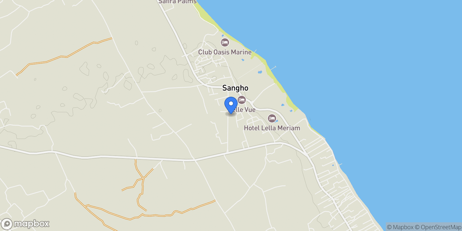 Map showing Sangho, Medenine, Tunisia.