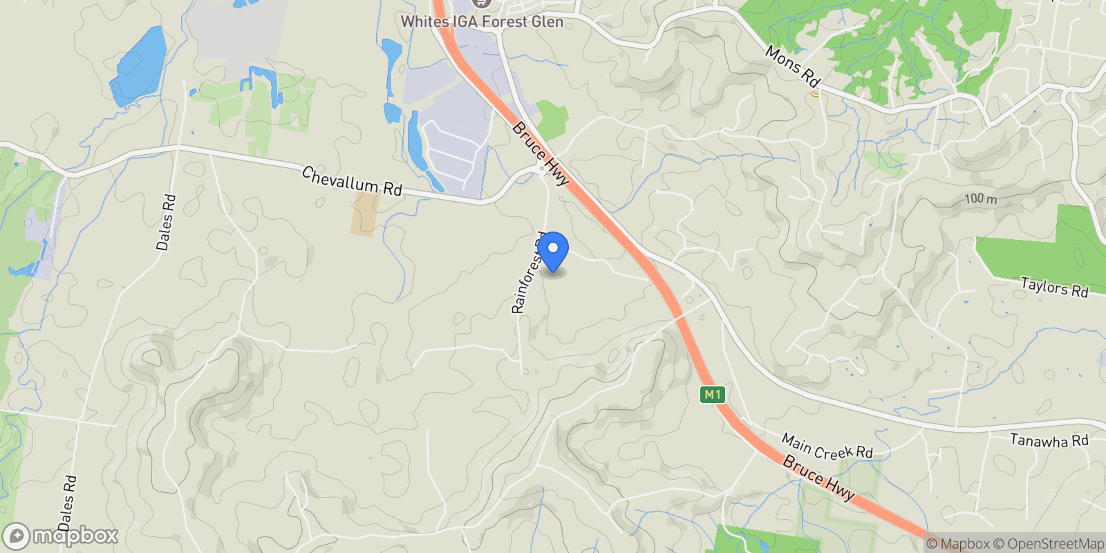 Map showing 55 Rainforest Road Tanawha, Sunshine Coast, QLD 4556, Tanawha, Queensland, Australia.