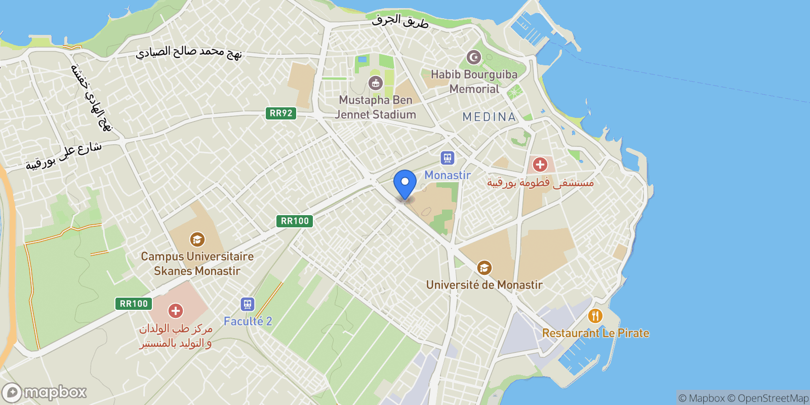 Map showing Monastir, Monastir, Tunisia.