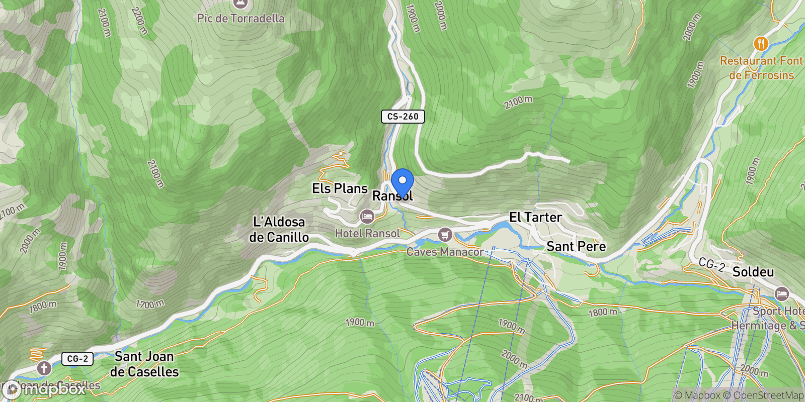 Map showing Carrer Gran, Canillo, Canillo, Ransol, Canillo, Andorra.