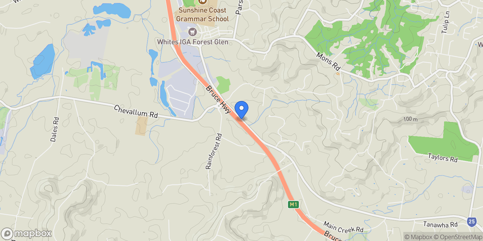 Map showing 25-30 Spicer Crescent Mount Mee, Sunshine Coast, QLD 4521, Sunshine Coast, Queensland, Australia.