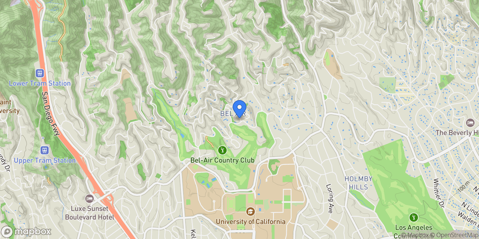 Map showing 607 Siena Way, Los Angeles, California, United States.