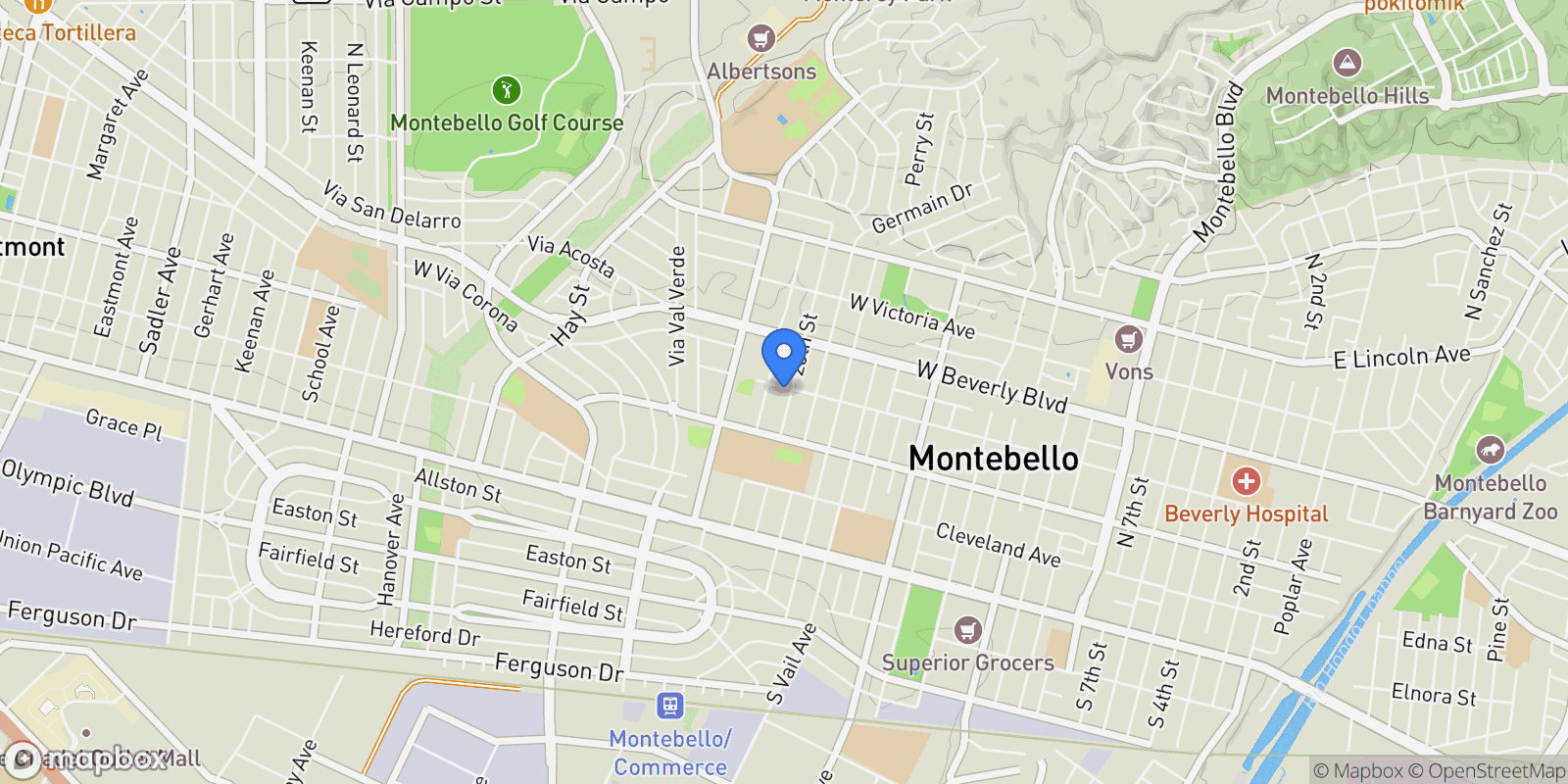 Map showing 345 N 20th Street, Montebello, CA 90640, Montebello, California, United States.