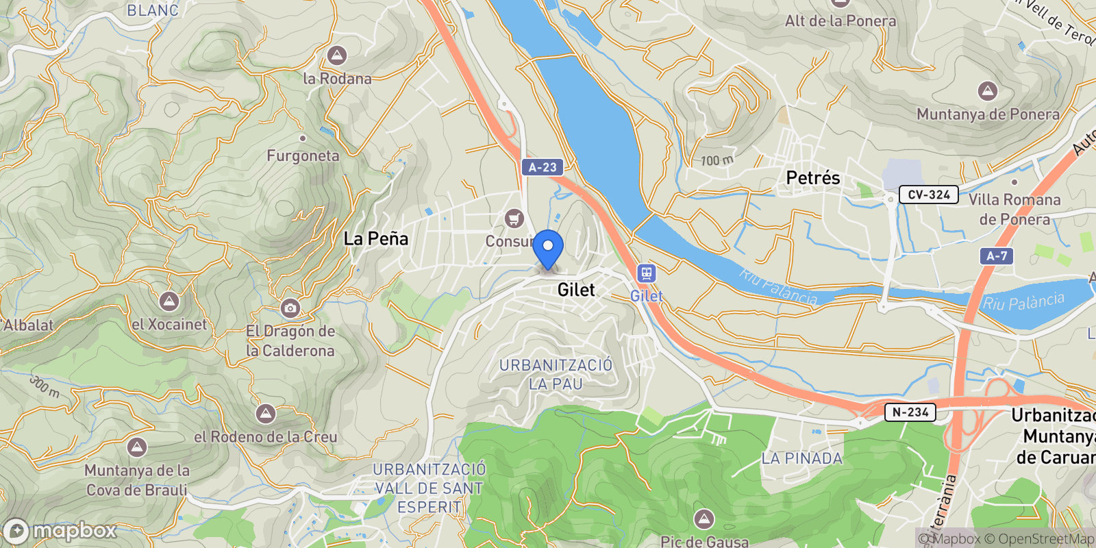 Map showing Gilet, Valencia, Gilet, Gilet, Valencian Community, Spain.