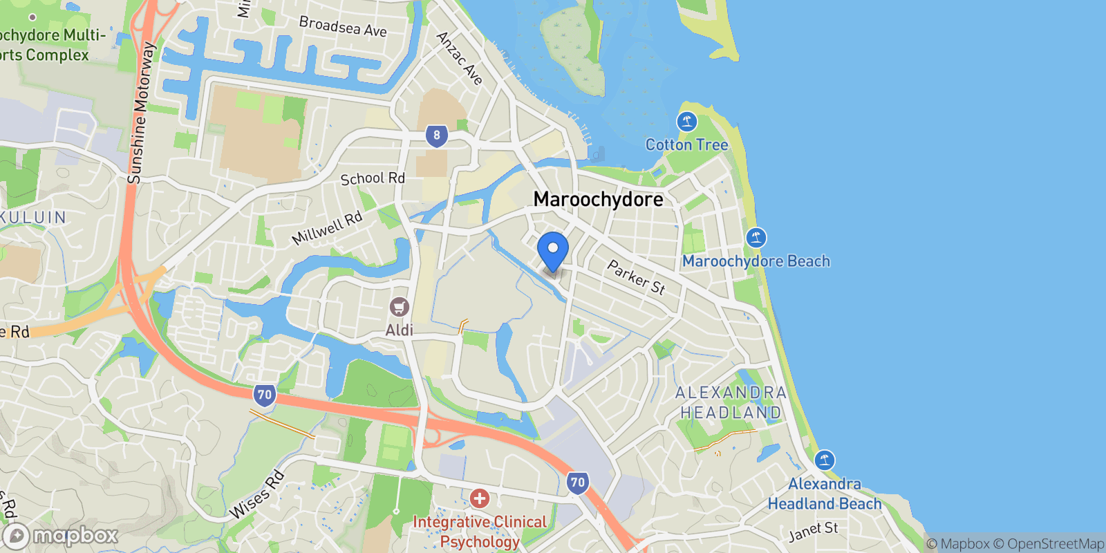 Map showing 1506/12 South Sea Islander Way, Sunshine Coast, QLD 4556, Sunshine Coast, Queensland, Australia.