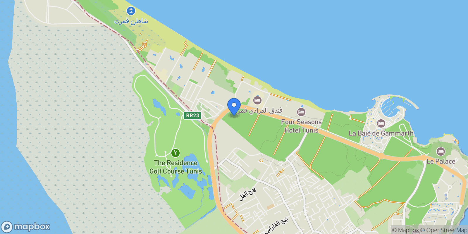 Map showing Gammarth, Tunis, Tunisia.