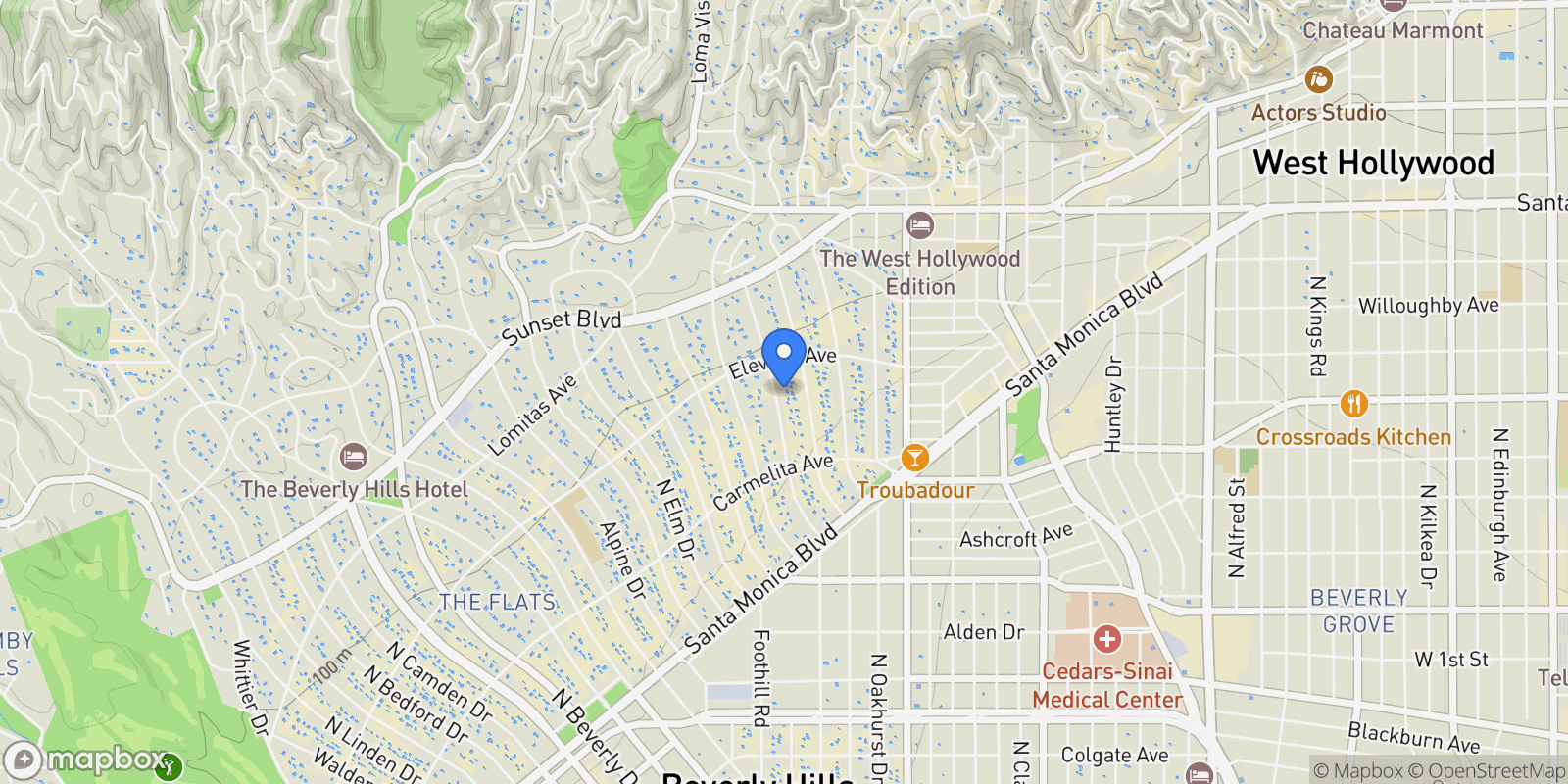 Map showing 624 N Arden Drive, Beverly Hills, California, United States.