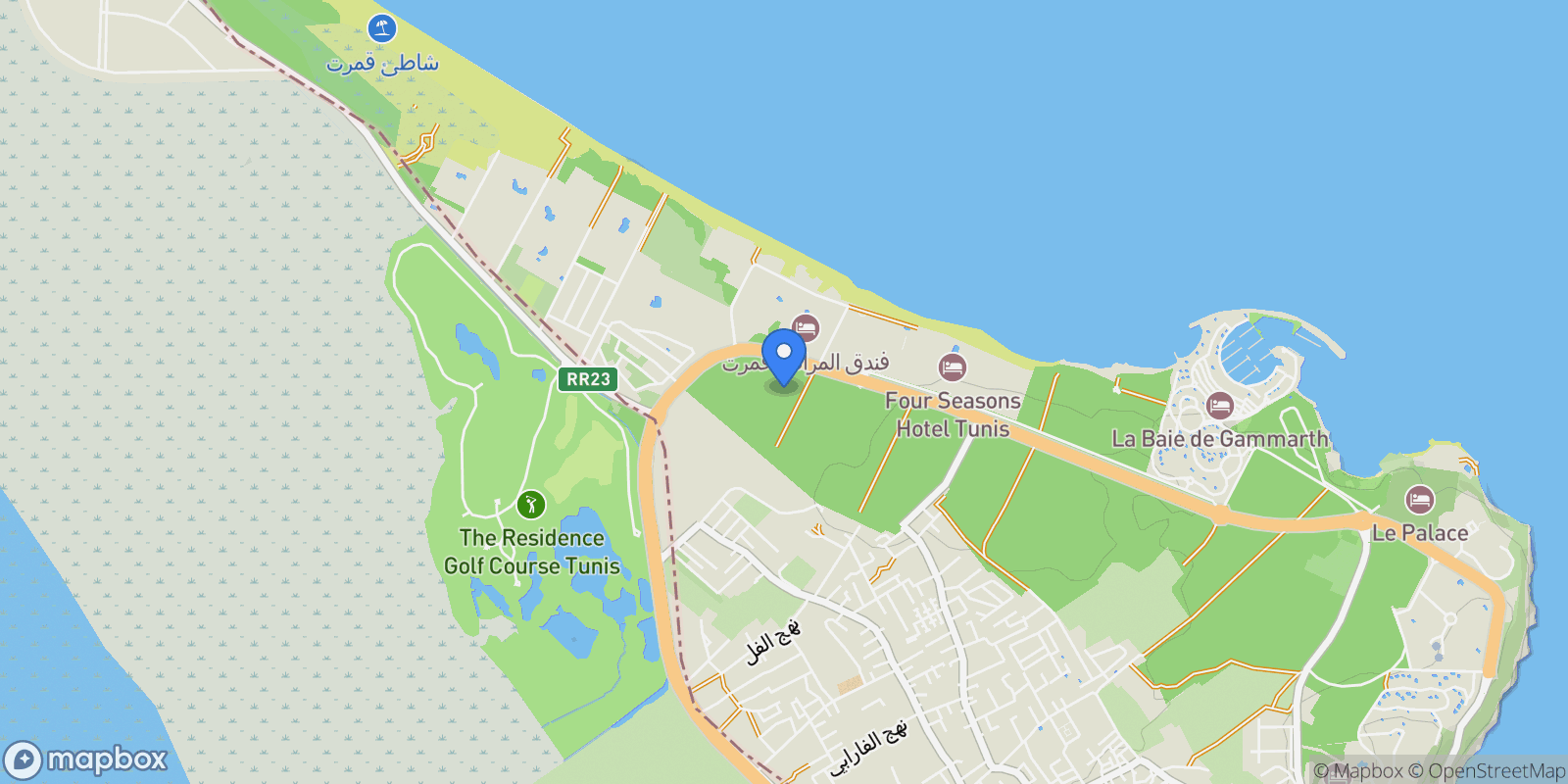 Map showing Gammarth, Tunis, Tunisia.