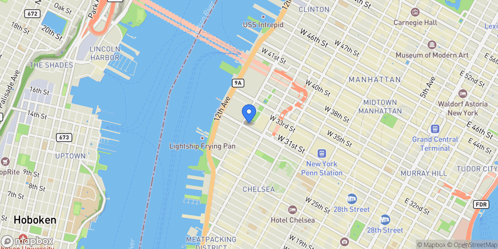 Map showing Fifteen Hudson Yards, 15 HUDSON YARDS, New York, New York, United States.