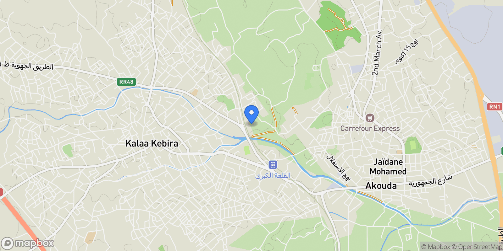 Map showing Kalaa Kebira, Sousse, Tunisia.