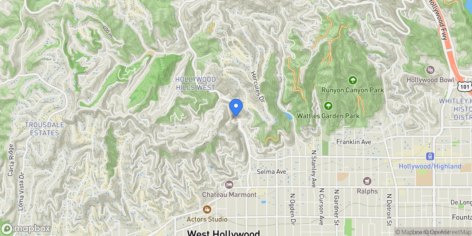 Map showing 1930 Laurel Canyon Boulevard, Los Angeles, California, United States.