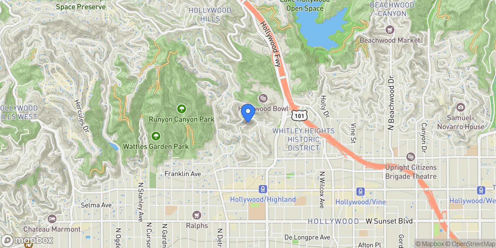 Map showing 7020 La Presa Drive, Los Angeles, California, United States.