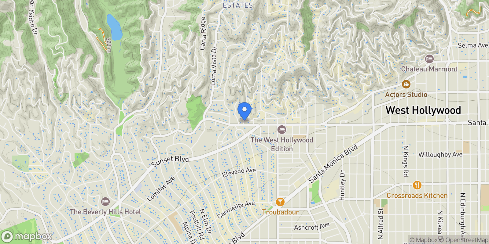 Map showing 9255 Doheny Road 1905, Los Angeles, California, United States.