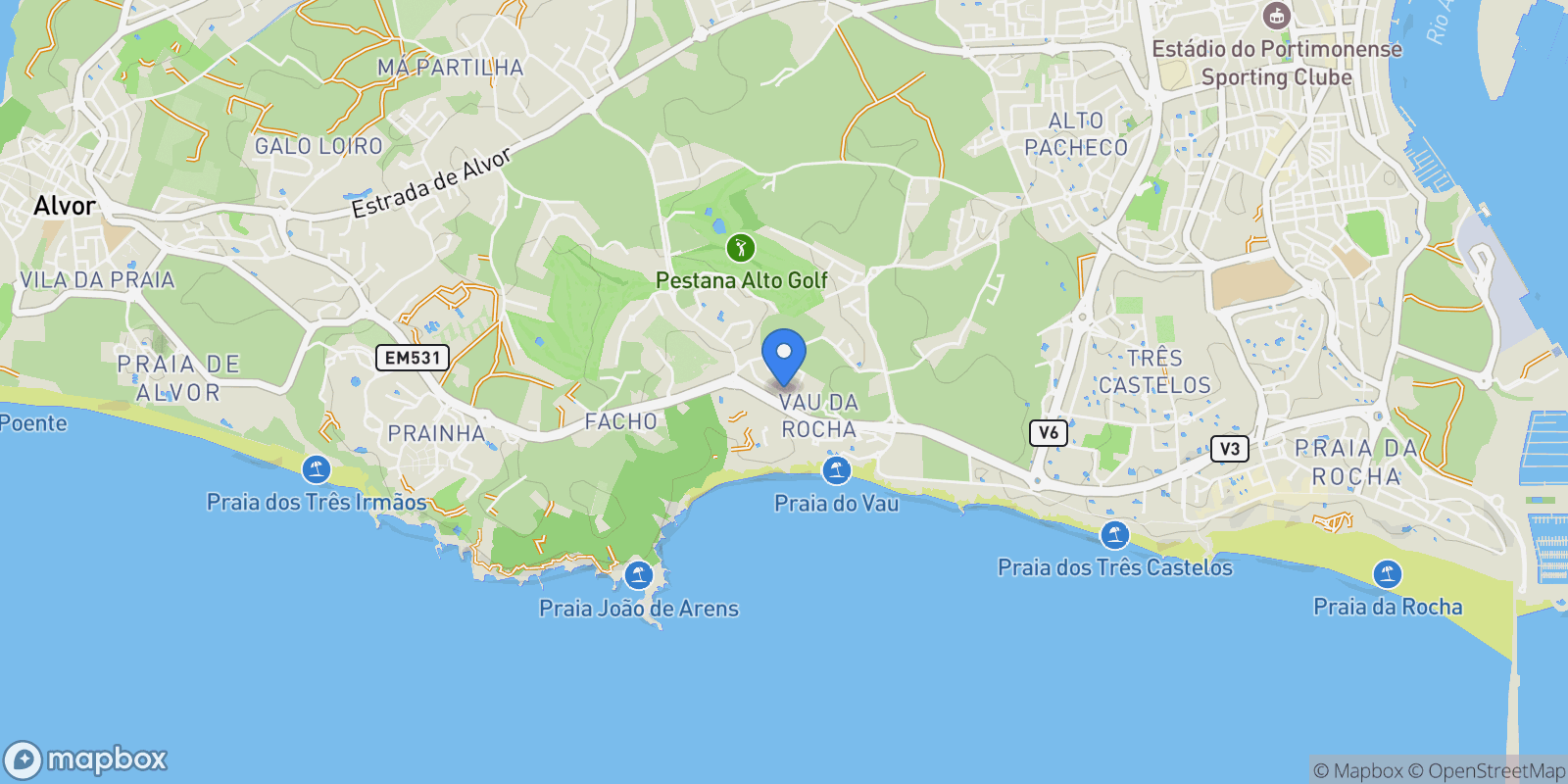 Map showing Portimão, Faro, Portimao, Algarve, Portugal.